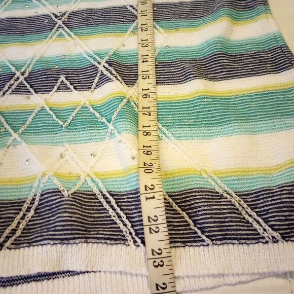 - Alfred Dunner beaded striped three qt sleeve sweater with embroidery acc… - Picture 7 of 9